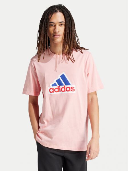 Relaxed fit sportiniai marškinėliai Adidas rožinė