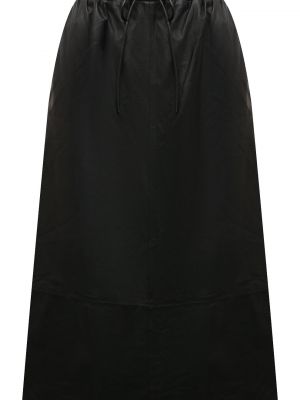 Кожаная юбка Yves Salomon черная