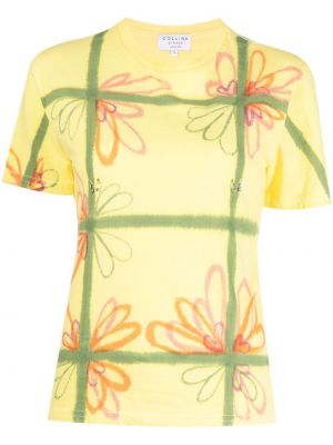 Памучна тениска на цветя с принт Collina Strada жълто