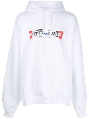 Hoodie s kapuljačom s printom Vetements bijela