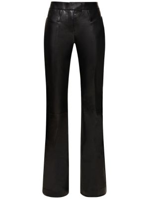 Pantaloni cu talie joasă din piele Tom Ford negru