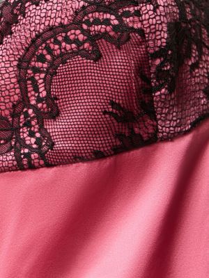 Копринена мини рокля с дантела Fleur Du Mal розово
