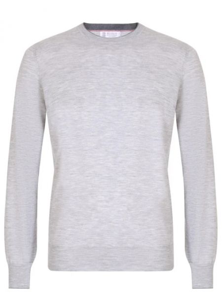 Кашемировый шелковый свитер Brunello Cucinelli серый