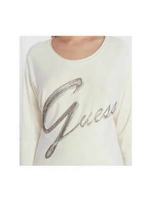 Sweter z kryształkami Guess biały