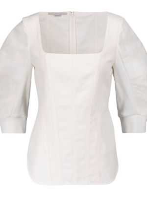Памучна ленена блуза Stella Mccartney бяло