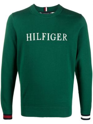 Пуловер с кръгло деколте Tommy Hilfiger зелено