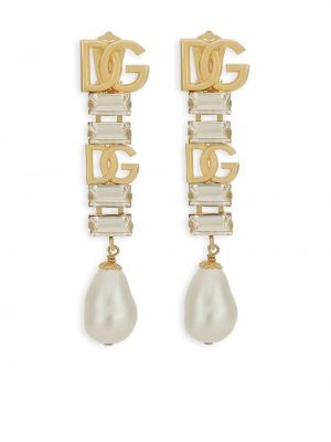 Kristallidega pärlitega kõrvarõngad Dolce & Gabbana kuldne