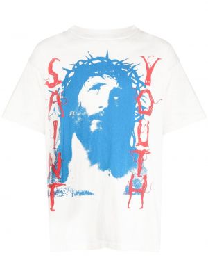 Raštuotas marškinėliai Saint Mxxxxxx balta