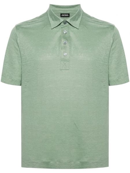 Lininis polo marškinėliai Zegna žalia