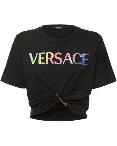 Pamut póló Versace - fekete