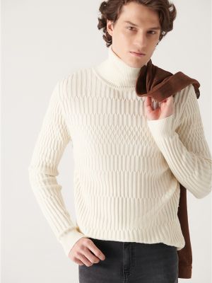 Kokvilnas slim fit džemperis ar augstu apkakli Avva