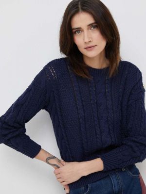 Bavlněný svetr Lauren Ralph Lauren dámský, tmavomodrá barva, lehký