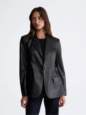 Кожаный пиджак из искусственной кожи Calvin Klein черный