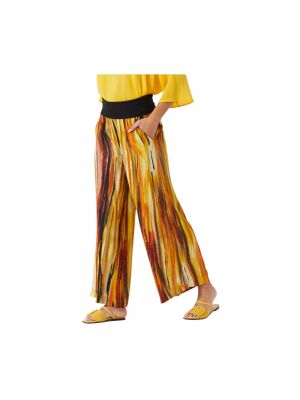 Pantalon à imprimé large Manila Grace jaune