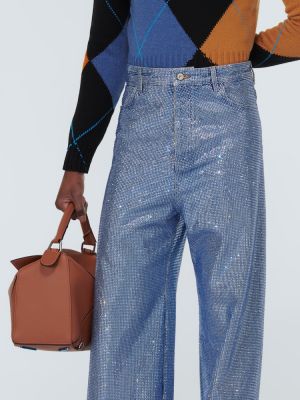 Krištáľové voľné džínsy s rovným strihom Loewe modrá