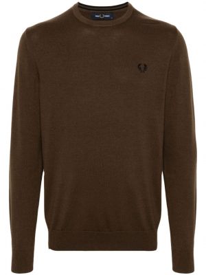 Pull brodé en tricot Fred Perry marron