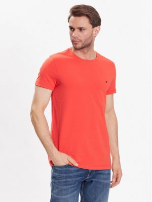 Slim fit priliehavé tričko Tommy Hilfiger oranžová