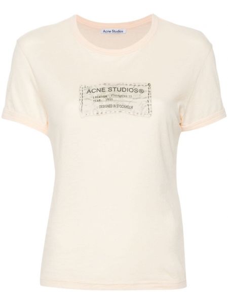 Βαμβακερή μπλούζα με σχέδιο Acne Studios πορτοκαλί