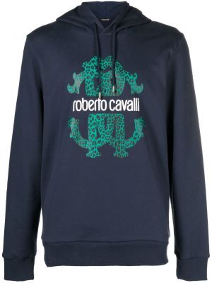 Pullover с принт Roberto Cavalli синьо