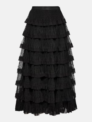 Tylová dlhá sukňa Redvalentino čierna