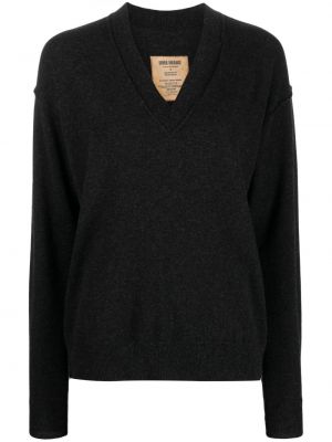 Kašmírový sveter s výstrihom do v Uma Wang sivá