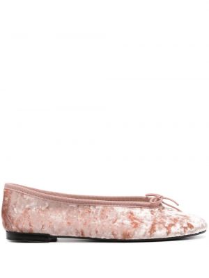 Žametne nizki čevlji iz rebrastega žameta Repetto roza