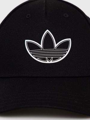 Бавовняна кепка з принтом Adidas Originals, чорна