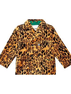 Leopard bomull fløyel dobbeltspent blazer for jenter Mini Rodini brun