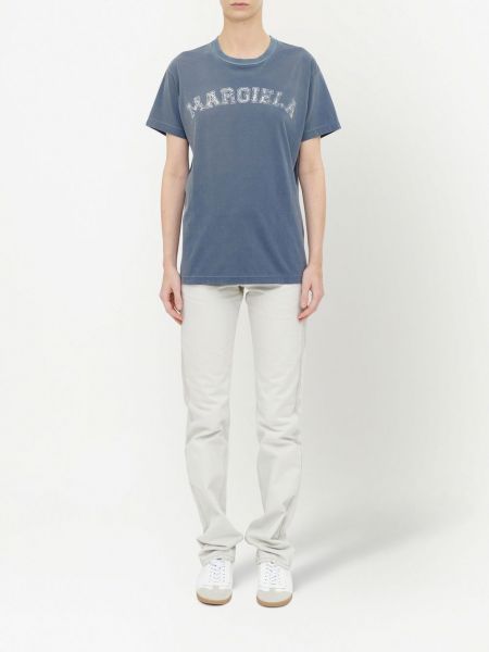 Kokvilnas t-krekls ar apdruku Maison Margiela zils