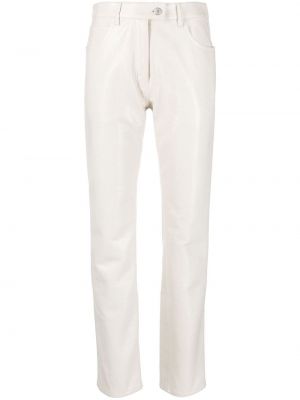 Kožené rovné kalhoty z imitace kůže Courrèges bílé