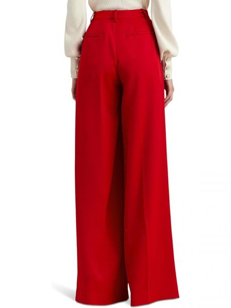 Плиссированные атласные широкие брюки из крепа Lauren Ralph Lauren красные