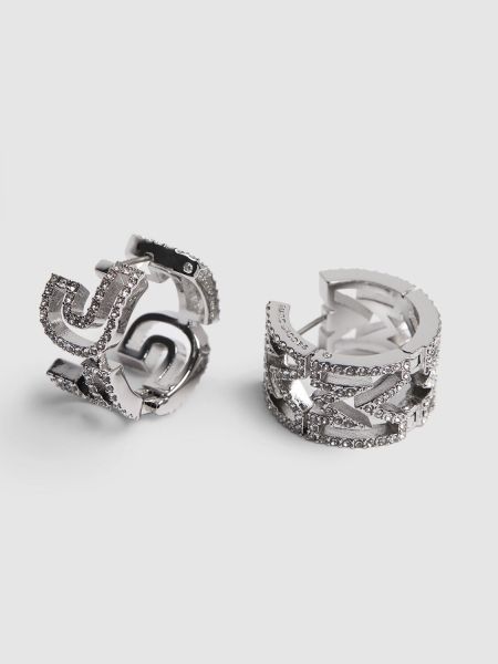 Naušnice s kristalima Marc Jacobs srebrena