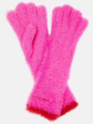 Rękawiczki z futerkiem Jacquemus różowe