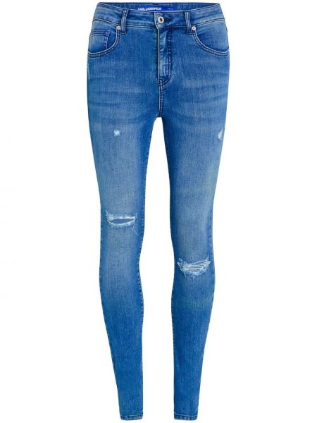 Skinny fit traperice s izlizanim efektom Karl Lagerfeld Jeans plava
