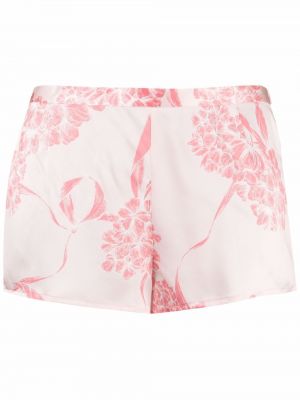 Pantalones cortos con perlas de seda de flores La Perla rosa