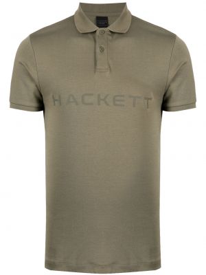 Памучна поло тениска с принт Hackett зелено