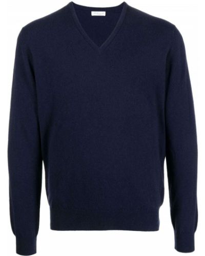Sweter z dekoltem w serek Leathersmith Of London niebieski