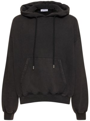 Raštuotas medvilninis džemperis su gobtuvu Off-white juoda