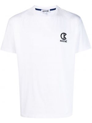 Памучна тениска бродирана Koché бяло