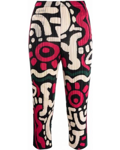 Pantalones con estampado con estampado abstracto plisados Pleats Please Issey Miyake negro