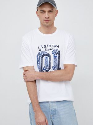 La Martina pamut póló , nyomott mintás - fehér