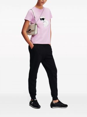 Medvilninis marškinėliai Karl Lagerfeld rožinė