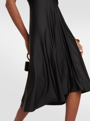 Satynowa sukienka midi drapowana Victoria Beckham czarna