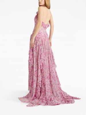 Sukienka wieczorowa szyfonowa w kwiatki Cinq A Sept różowa
