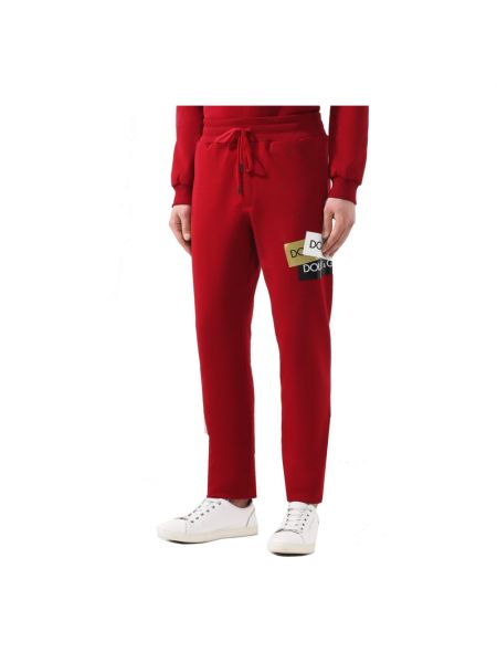 Spodnie sportowe z nadrukiem Dolce And Gabbana czerwone