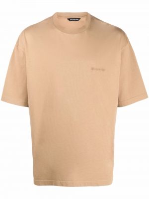 Béžové tričko s výšivkou Balenciaga