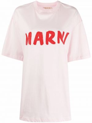 T-shirt con stampa con scollo tondo Marni rosa