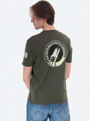 Bavlněné tričko Alpha Industries zelené