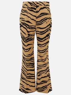 Pantaloni cu picior drept de lână cu imagine cu dungi de tigru Stella Mccartney