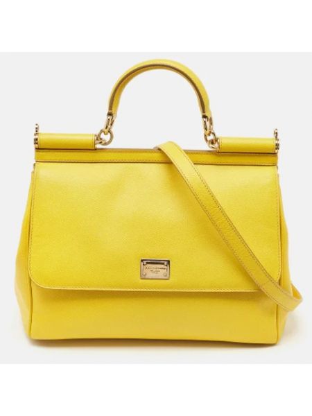 Bolsa de hombro de cuero Dolce & Gabbana Pre-owned amarillo